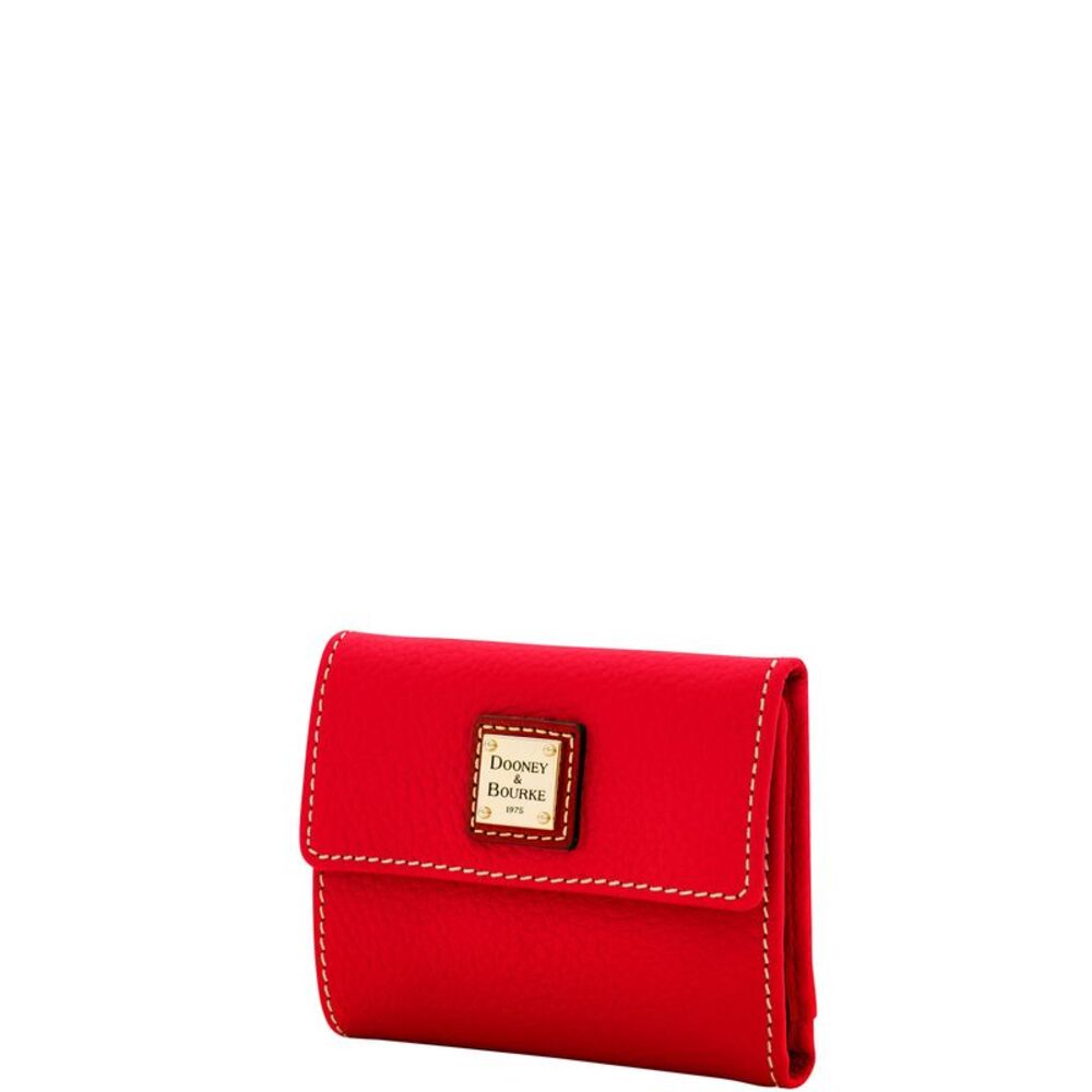 Dooney & Bourke Pebble Grain Small Flap Credit Card Wallet - Red - Picture 2 of 4